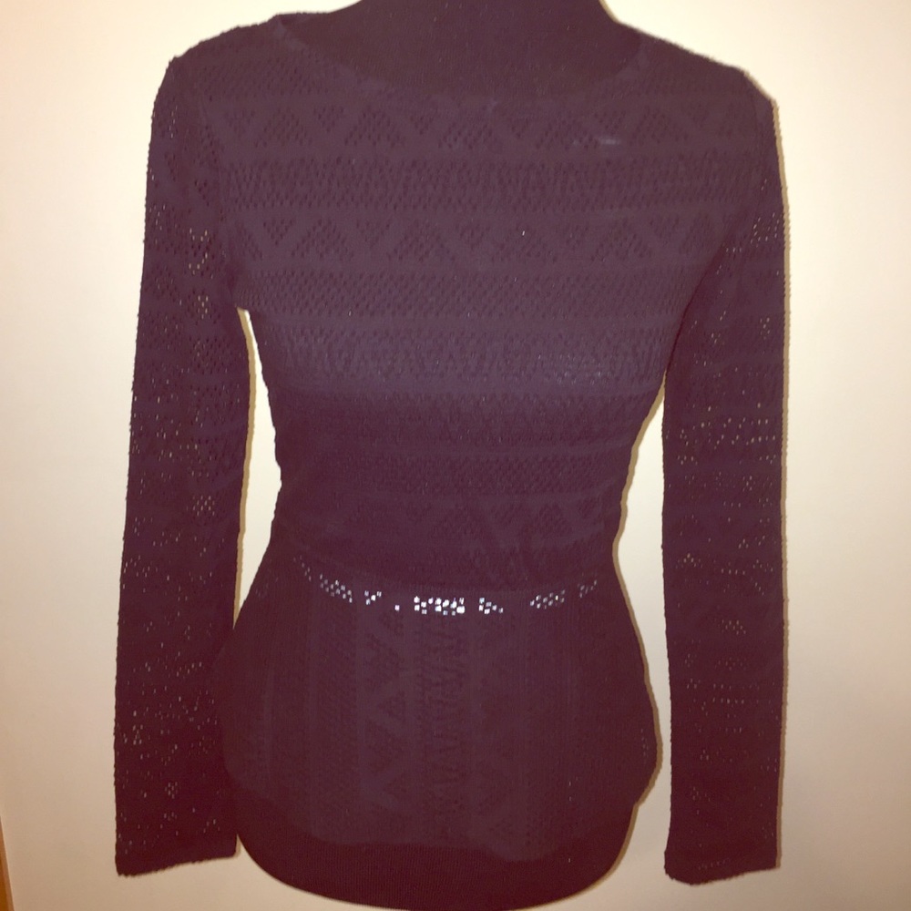 BCBG sheer peplum top